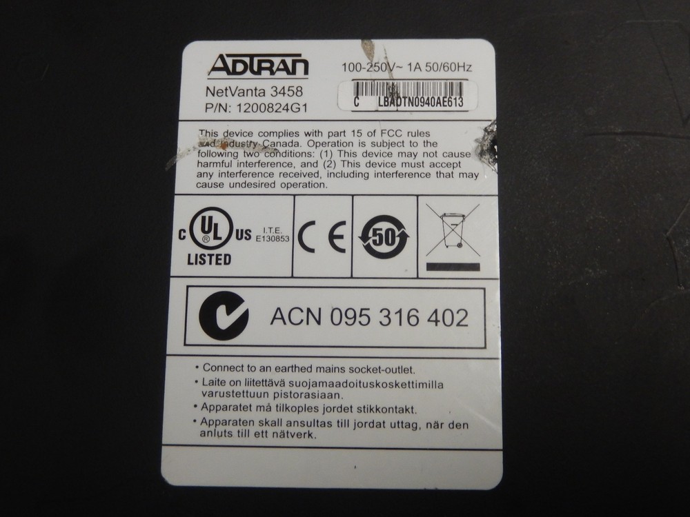 Adtran Netvanta 3458 1200824G1 Modular Black Router Switch