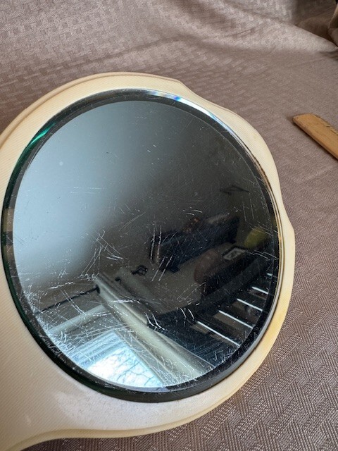 Vintage Celluloid Hand Held Mirror