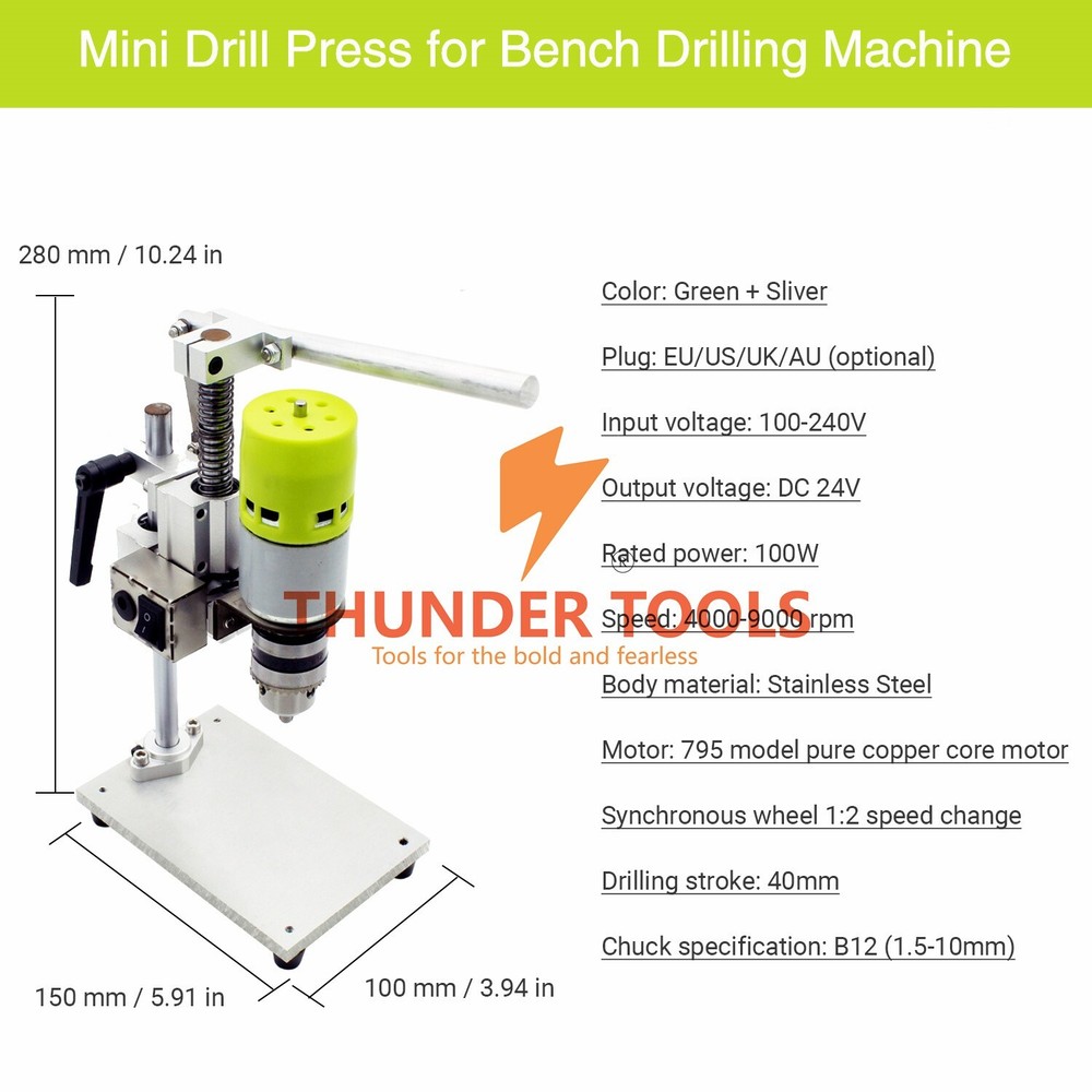 Thunder Tools 7-Speed Mini Drill Press Bench Electric Bench Drilling Machine