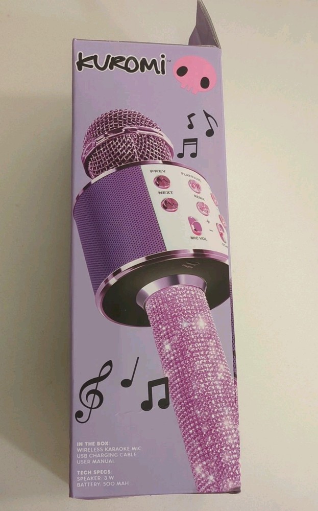 Kuromi Karaoke Microphone Hello KITTY BLING MIC & Bluetooth Speaker Wireless NIB
