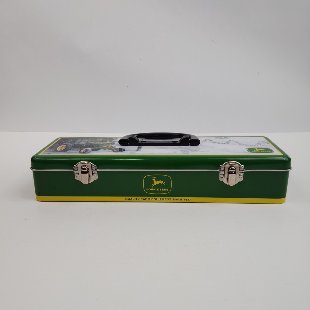 John Deere Metal Tin Box With Winter Scene