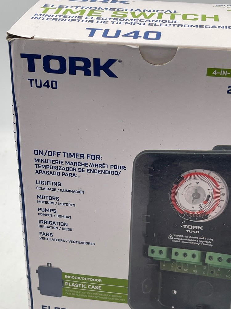 Tork Time Switch TU40 Electromechanical 24 Hour Multi-Voltage Plastic Case DPDT