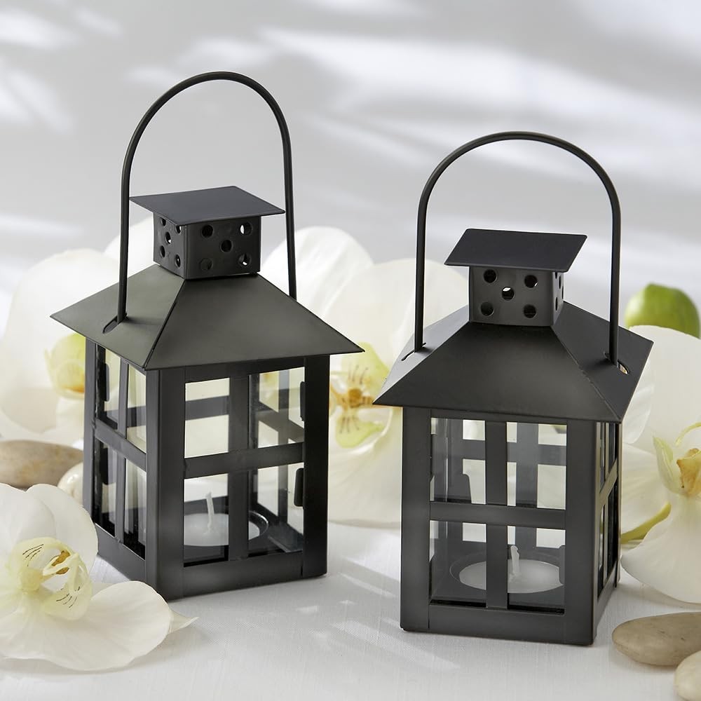 Luminous Black Mini-Lantern Tea Light Holder