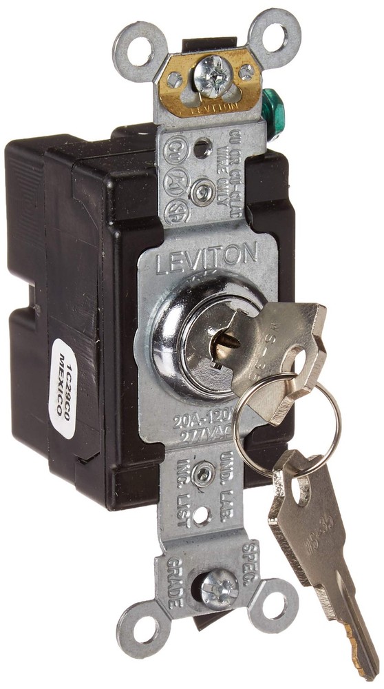 20 Amp, 120/277 Volt, Key Locking, Single-Pole, AC Quiet Switch, Extra Heavy ...