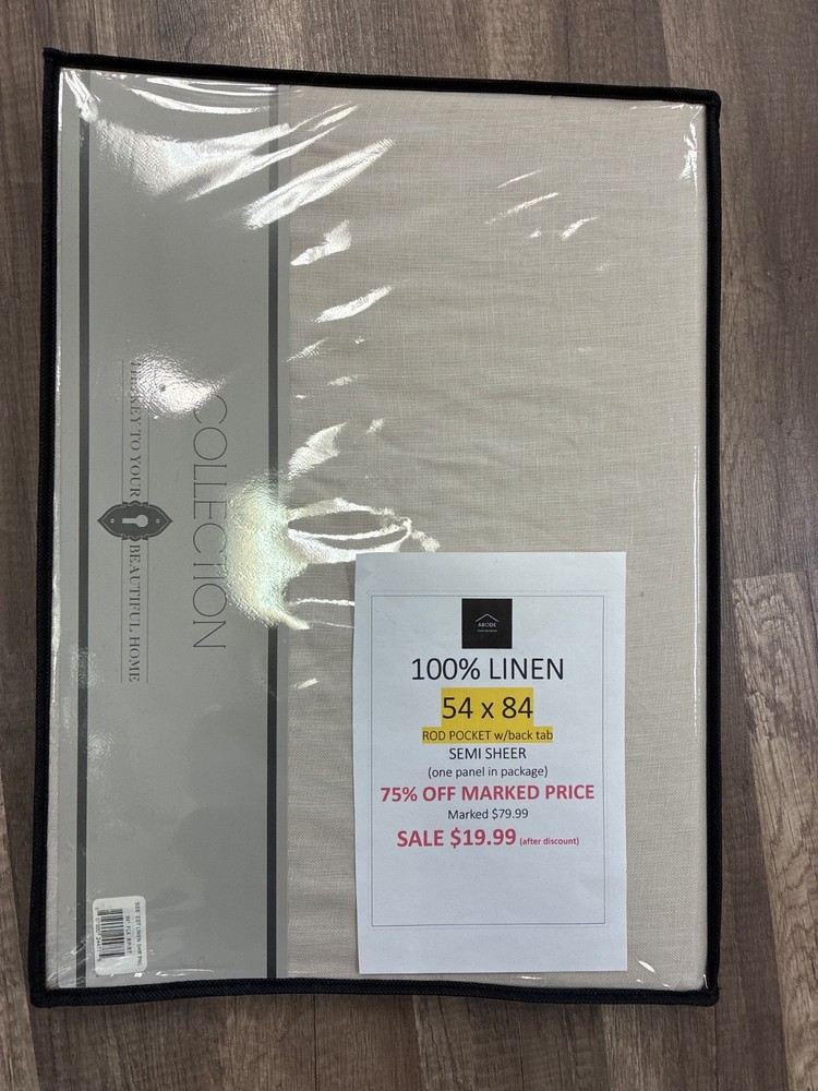 100% Linen Grommet window curtain panel