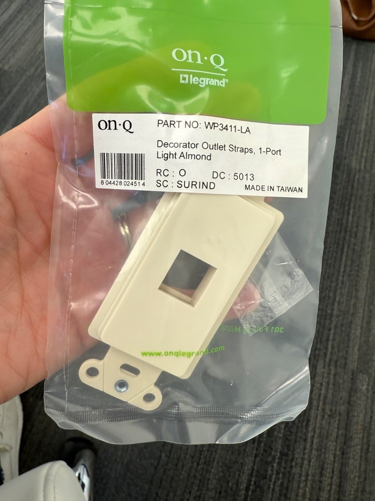 1-PORT DECORATOR OUTLET STRAP, LIGHT ALMOND  WP3411LA On-Q
