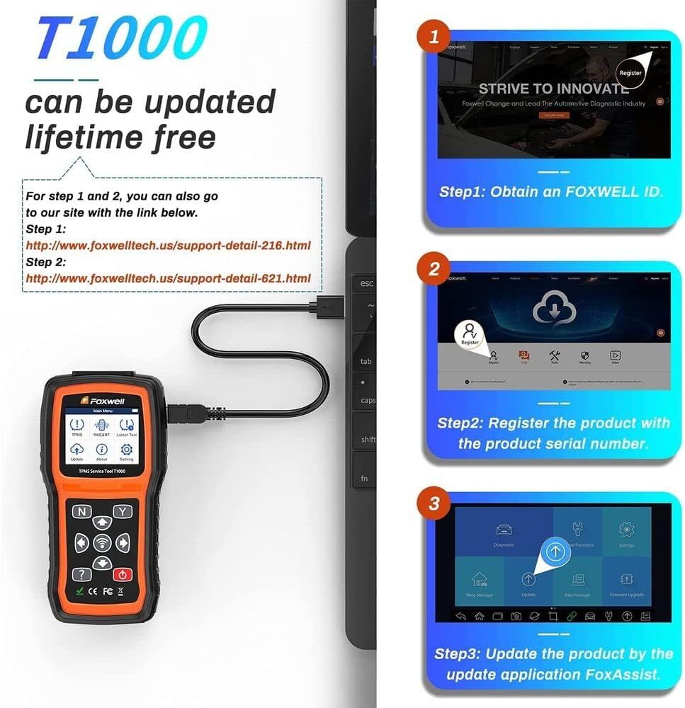 Foxwell T1000 TPMS Activation Programming Reset Tool Car Tire Pressure Sensor