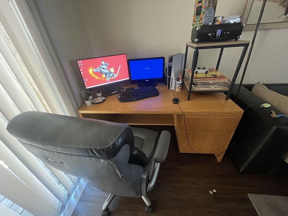 vintage wooden desk with drawers