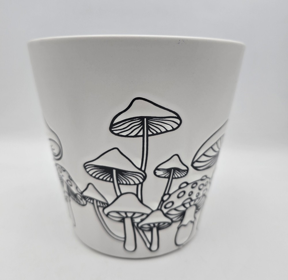 Heavy Ceramic Mushroom Planter White Pot Gardening ~ Retro Boho Spring Easter