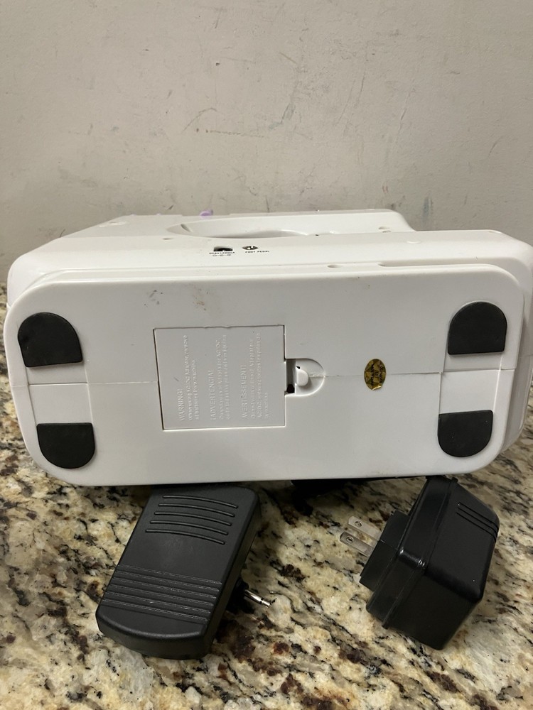 Singer Pixie Plus Sewing Machine Tested Working w/ Box Pedal Adapter