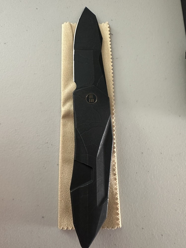 We Knife Solid Flipper Black Etch Integral Ti Handle & Black Etch 20CV WE22028-5