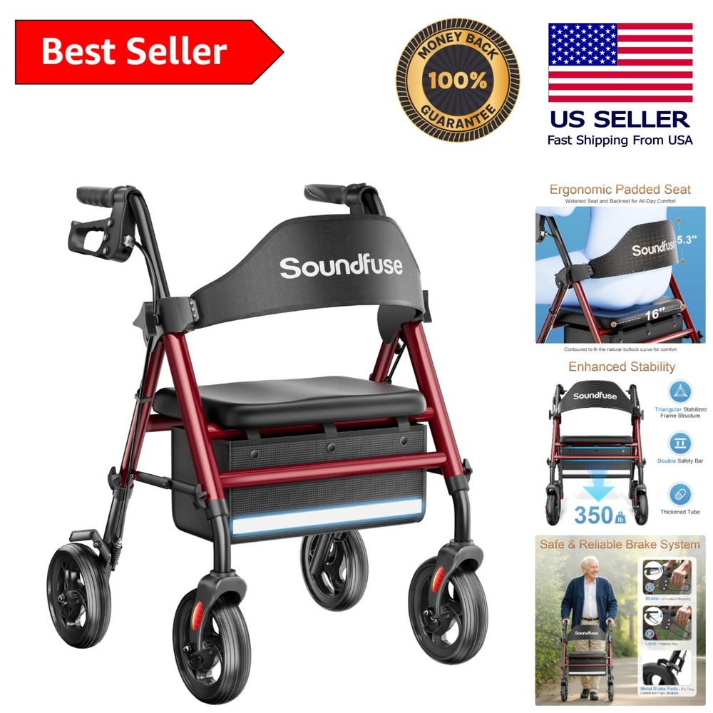 Foldable Rollator Walker with Ergonomic Seat – 350lb Capacity, Terrain Master