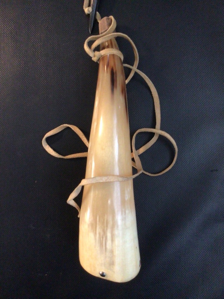 Gun Powder Horn Muzzleloader Reenactment Mountain Man Rendezvous Ammo 12" Long