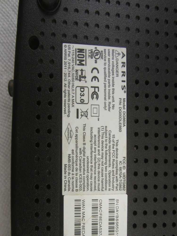 ARRIS DG860 Modem Wireless Internet .