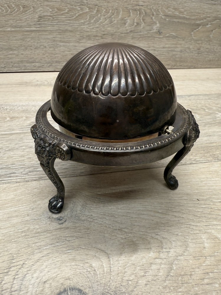 Vintage Leonard Silver Plated Roll Top Dome Butter Dish