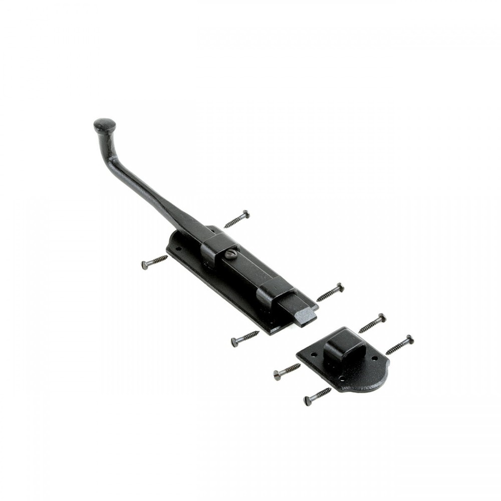 Black Iron Tower Door Slide Dead Bolt 9" Length Colonial Charm Design