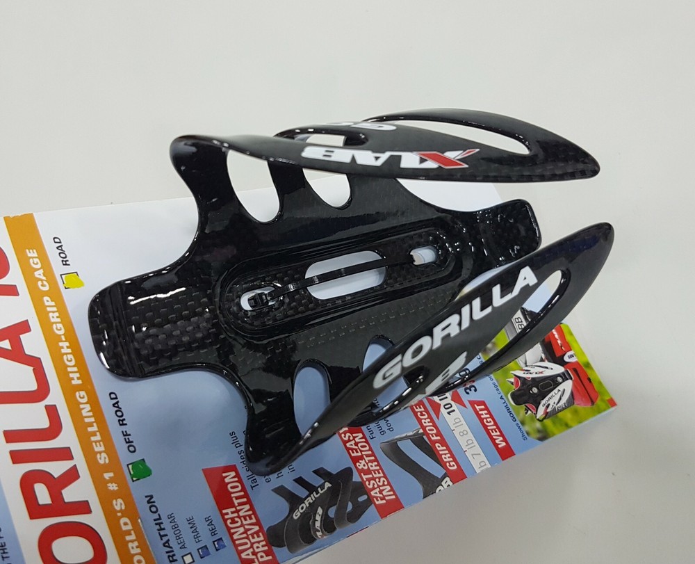 XLab Gorilla Carbon Rear Bottle Cage Gloss Black (10lbs Grip)