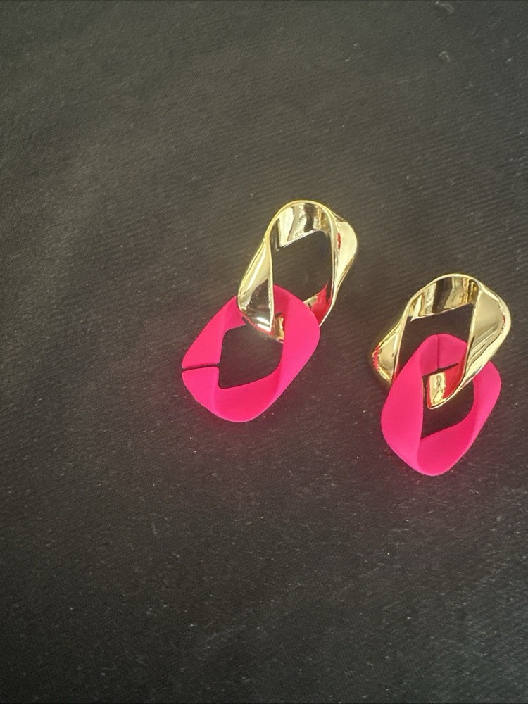 Rope Chain Set Includes Earrings Gold/Pink