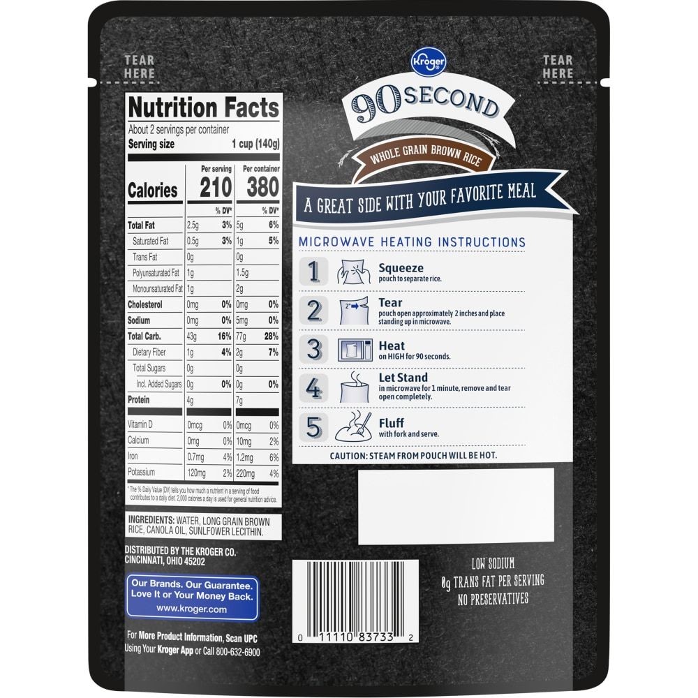 Kroger 90 Second Whole Grain Brown Rice 8.8 oz - Pack of 3