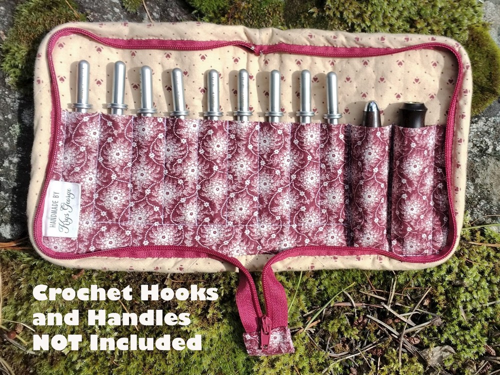 Handmade Quilted Interchangeable Crochet Hook Zippered Storage Case