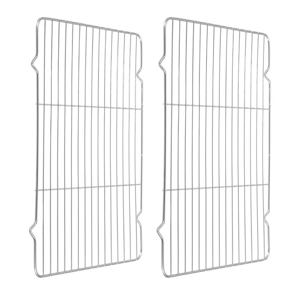 2pcs Rectangle Rack, 15.4" x 11" Stainless Steel Wire Cookie Rack, Silver