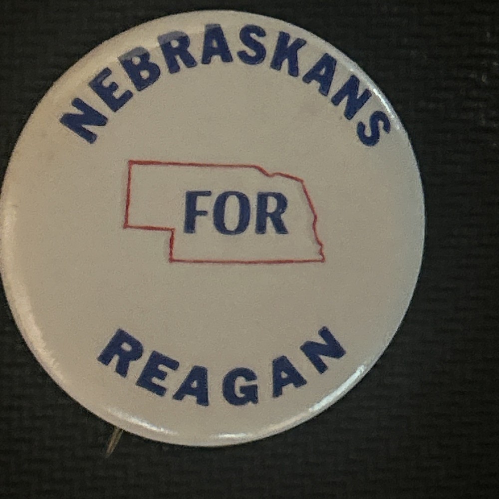Nebraskans For Reagan  1 1/4” pinback button pin
