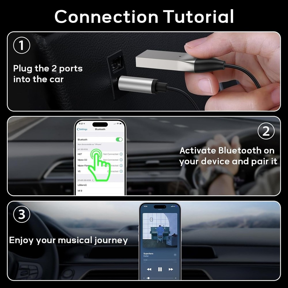 Bluetooth 5.3 Adapter for Car - Hands-Free Calling & Music Streaming Solution