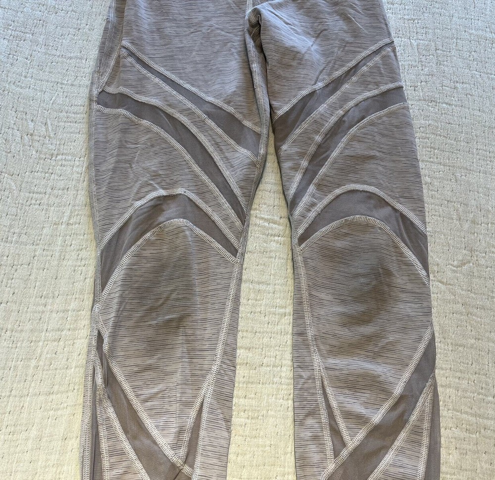 Size 6 Lululemon Grey Space Stripe Mesh Panel Legging