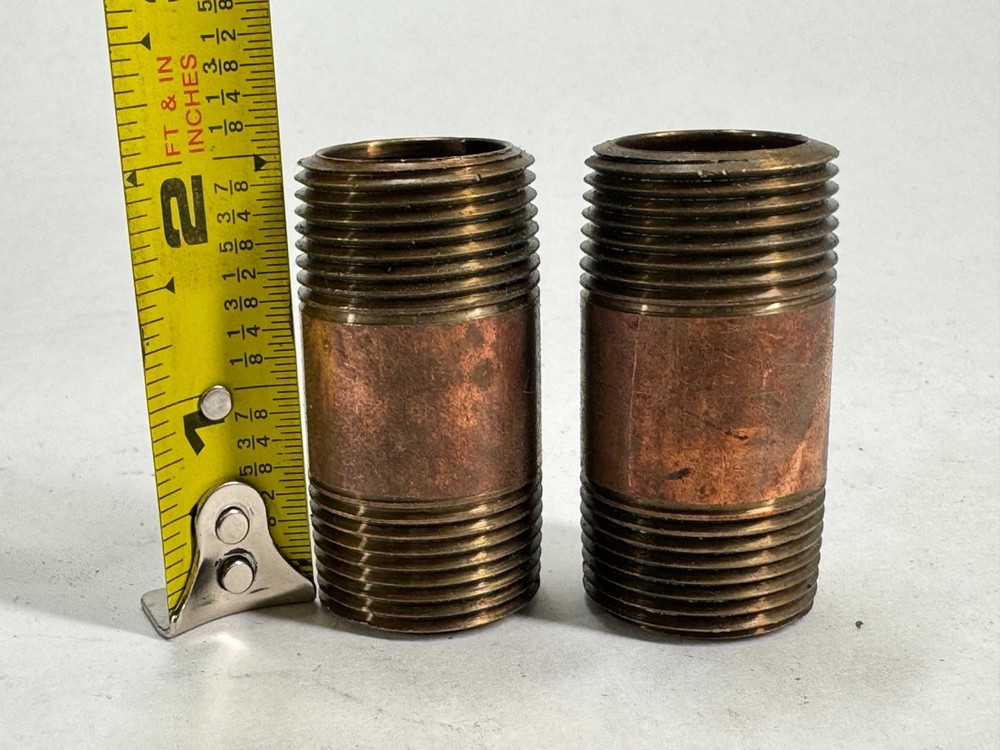 (2-PACK) Brass Nipple 3/4" NPT Schedule 40 x 2" Long, Thread Both Ends