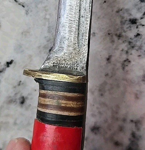 Vintage Western Boulder, CO Fixed Blade Knife w/ Red Handle 8"