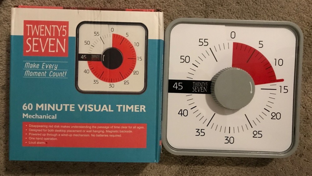 60-Minute Visual Timer | Twenty5 SEVEN disappearing red disk shows time left