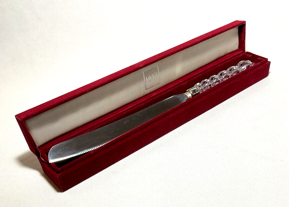 MIKASA ~ Beautiful Solid Crystal Handled CAKE KNIFE w/Box (Rousseau) ~ Austria