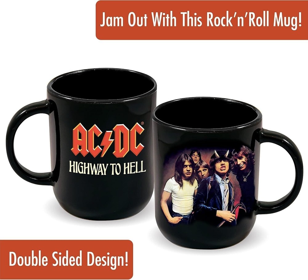 ICUP AC/DC Highway to Hell Ceramic 20 oz Black Cappuccino Ceramic Mug