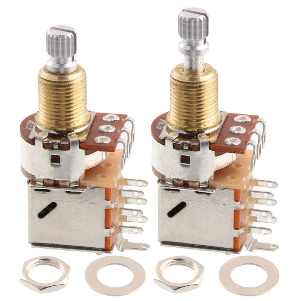 2x Push Pull Potentiometer Audio Taper Guitar Volume Tone 3/8" Split Shaft