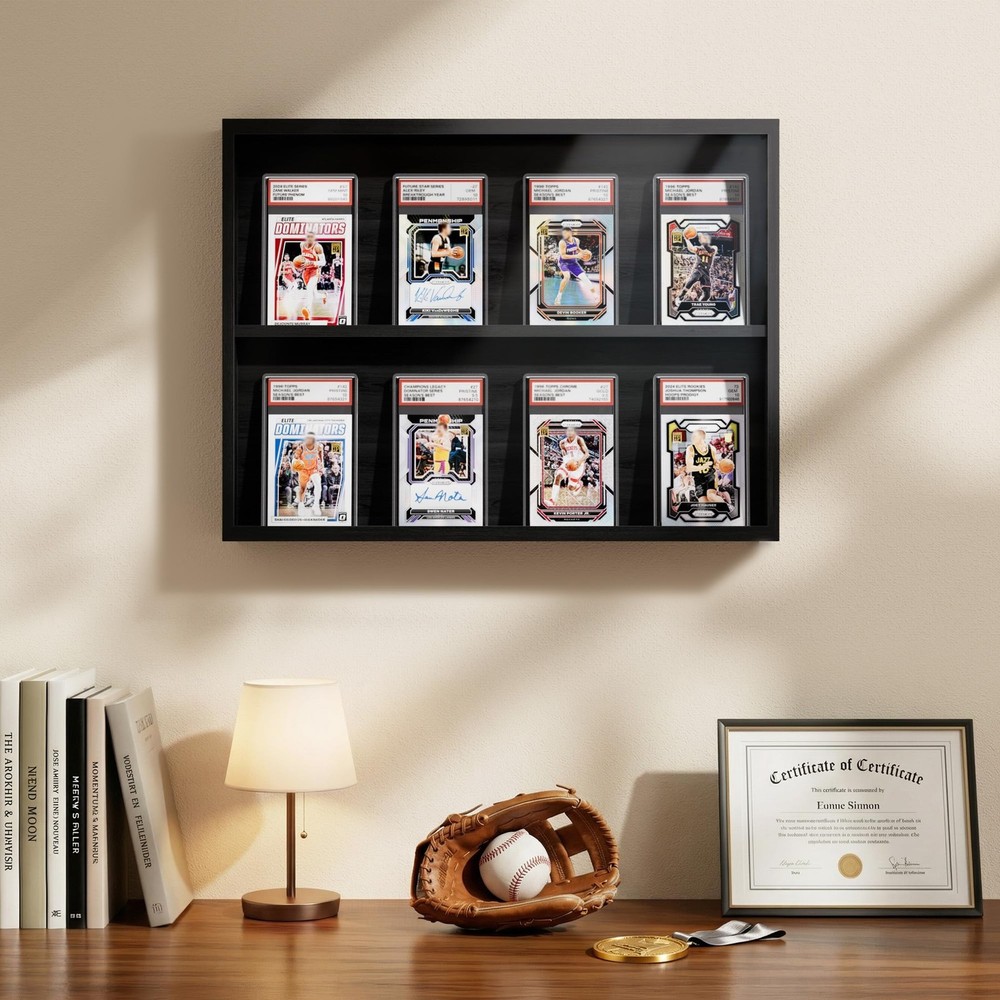 Emfogo Card Display Case, Trading with Clear View, 1 Pack, Black