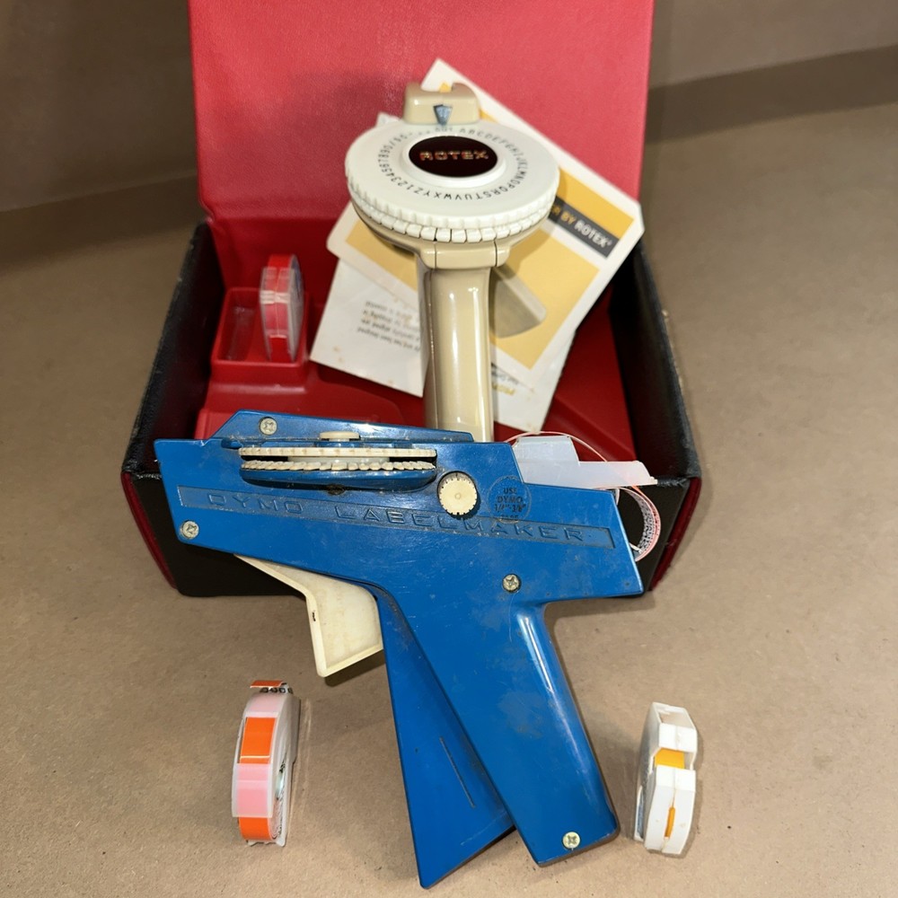 Vintage Rotex And Dymo Label Makers With Tape
