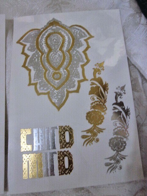 Wild Flash Tattoos Egyptian Authentic Metallic Temporary Waterproof 4 Sheets