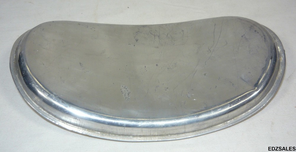 2 Vintage Curved Oval Metal Water Bottles Lower Back Side Fitting