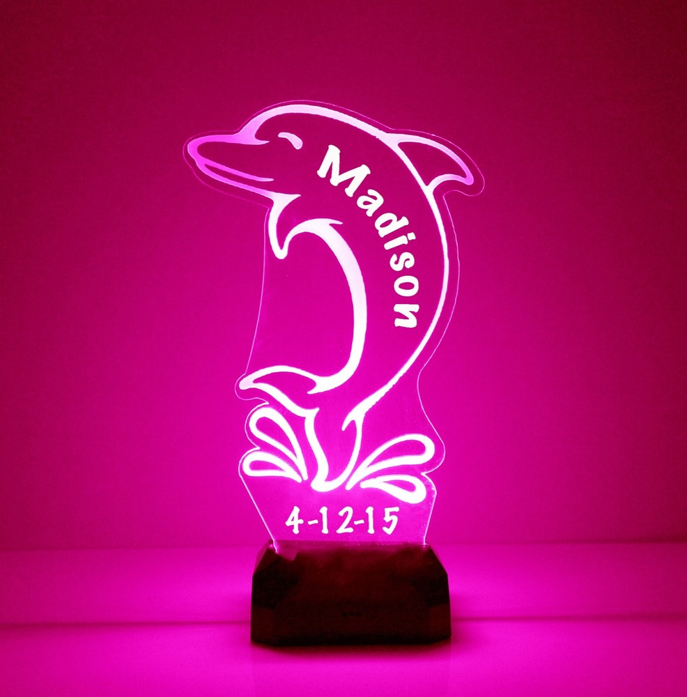 Dolphin, Personalized Night Lamp - FREE Name Engraved Gift - LED Night Light,