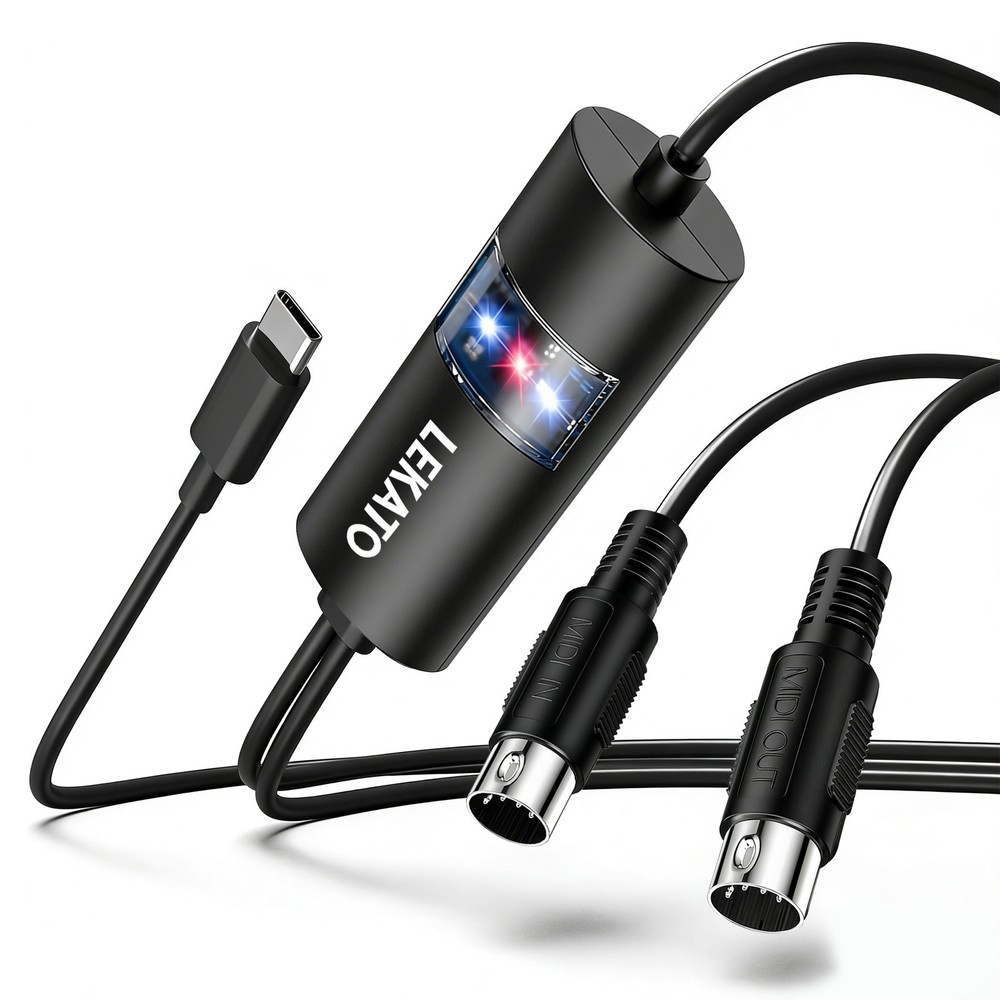 LEKATO MIDI to USB C Interface Cable 6.5ft Adapter for Keyboard Synth Windows