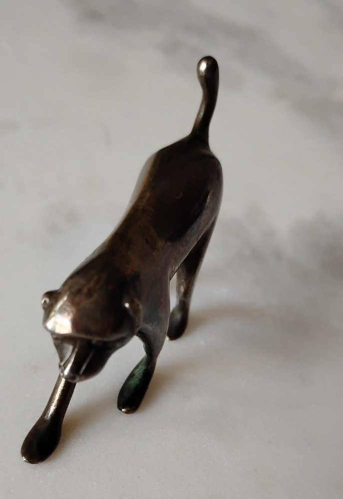 CHARMING ANTIQUE SOLID SILVER MONKEY MINI FIGURINE 2 inches wide