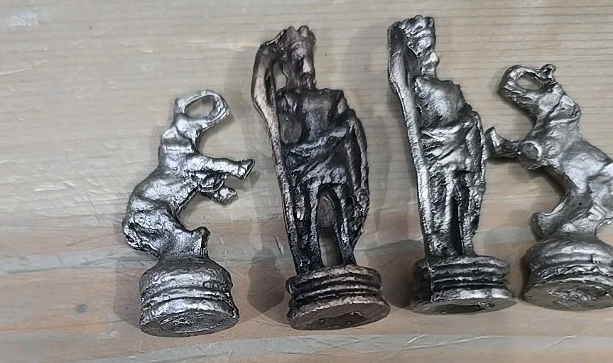 Solid Cast Metal Roman Chess Pieces - Complete 32pc Set - Elephant Rooks