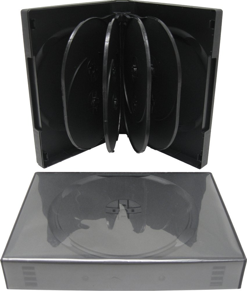 (10)Black 10 Ten Disc Capacity DVD Boxes Cases Multi Box Set 33MM 1.3" DV10R33BK