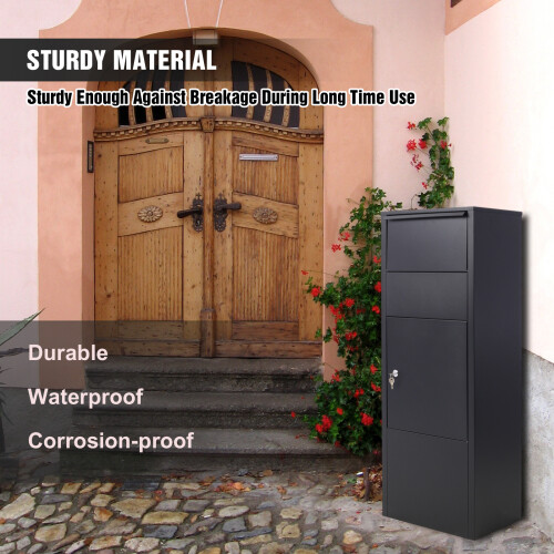 Large Package Delivery Parcel Mail Drop Box for Black, with Lockable Storage