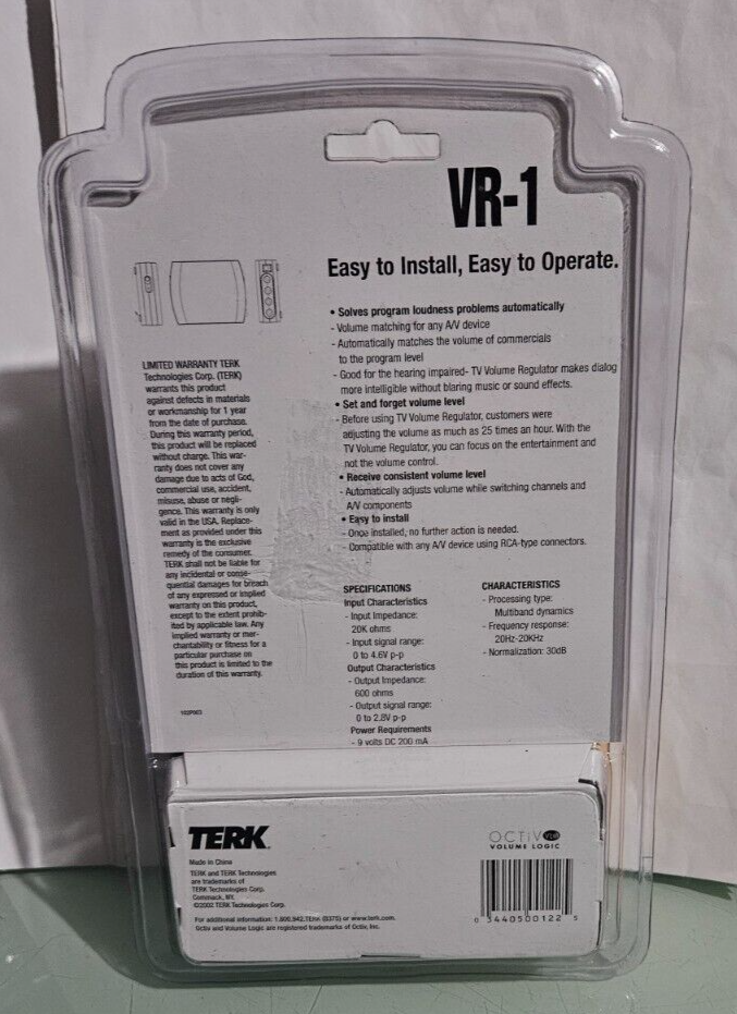 vintage TERK VR-1 TV VOLUME REGULATOR NEW
