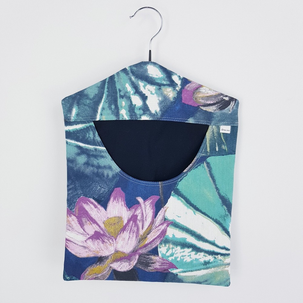Peg Bag Handmade Blue Abstract Flower Print Lined Laundry Clothes Peg Holder