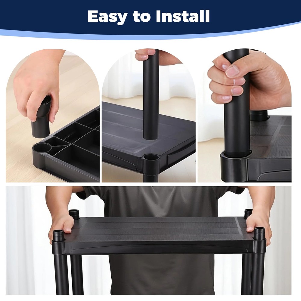 4-Shelf Plastic Storage Rack Multi-Purpose Organizer Easy Assembly for Home