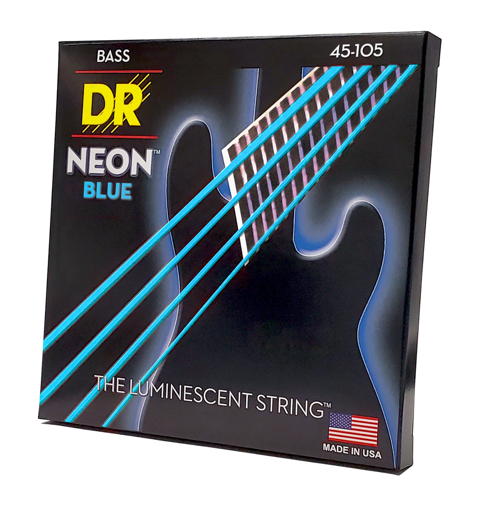 DR Strings Hi-Def Neon Blue Bass Strings Medium 45-105