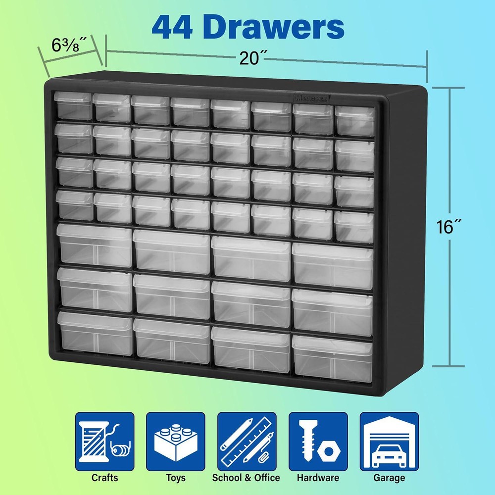 24-Compartment Drawer Bin Hardware Tool Organizer Garage Storage Plastic Cabinet