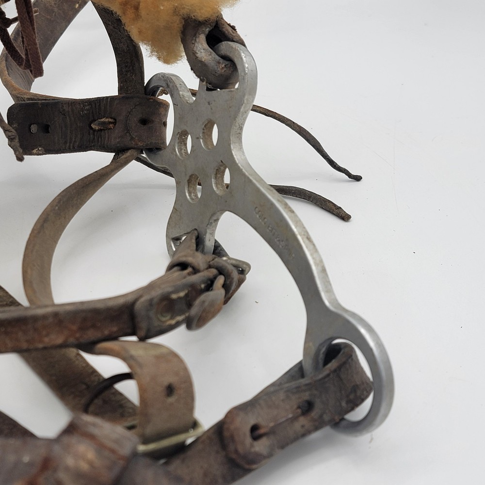 Rare 1930s Colo. Spur Co. Solid Nickel Hackamore w/ Hand-Stitched Wool Noseband